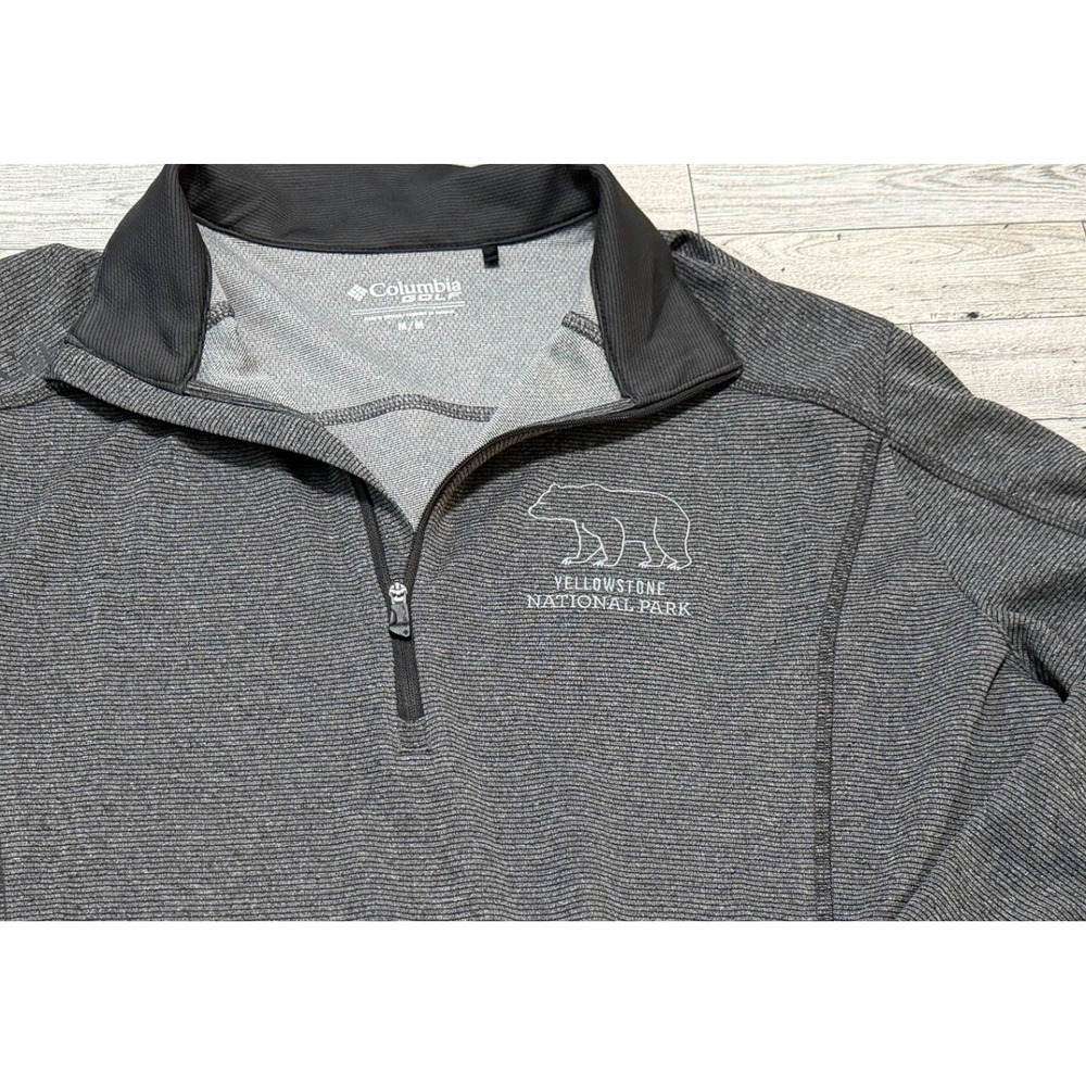 Columbia Golf Yellowstone National Park 1/4 Zip Pullover Gray Mens Medium